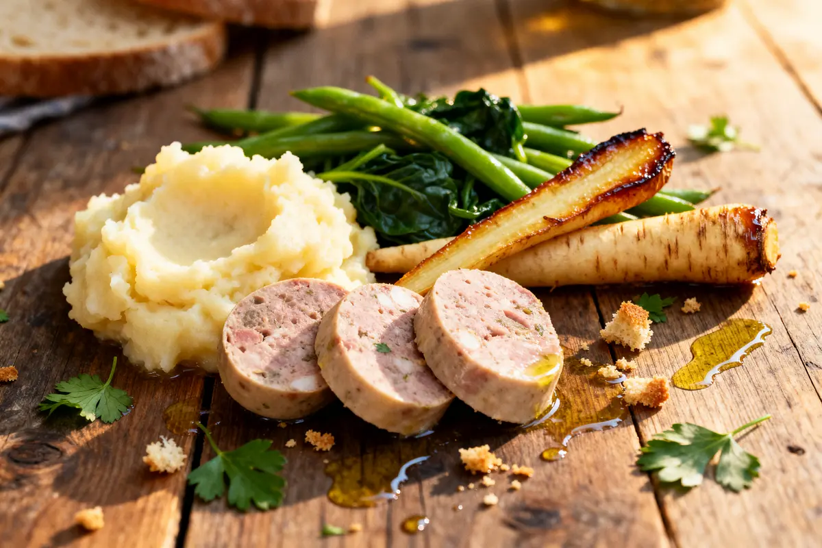 Purée, haricots verts, panais rôti accompagnent boudin blanc. Quels légumes servir avec du boudin blanc